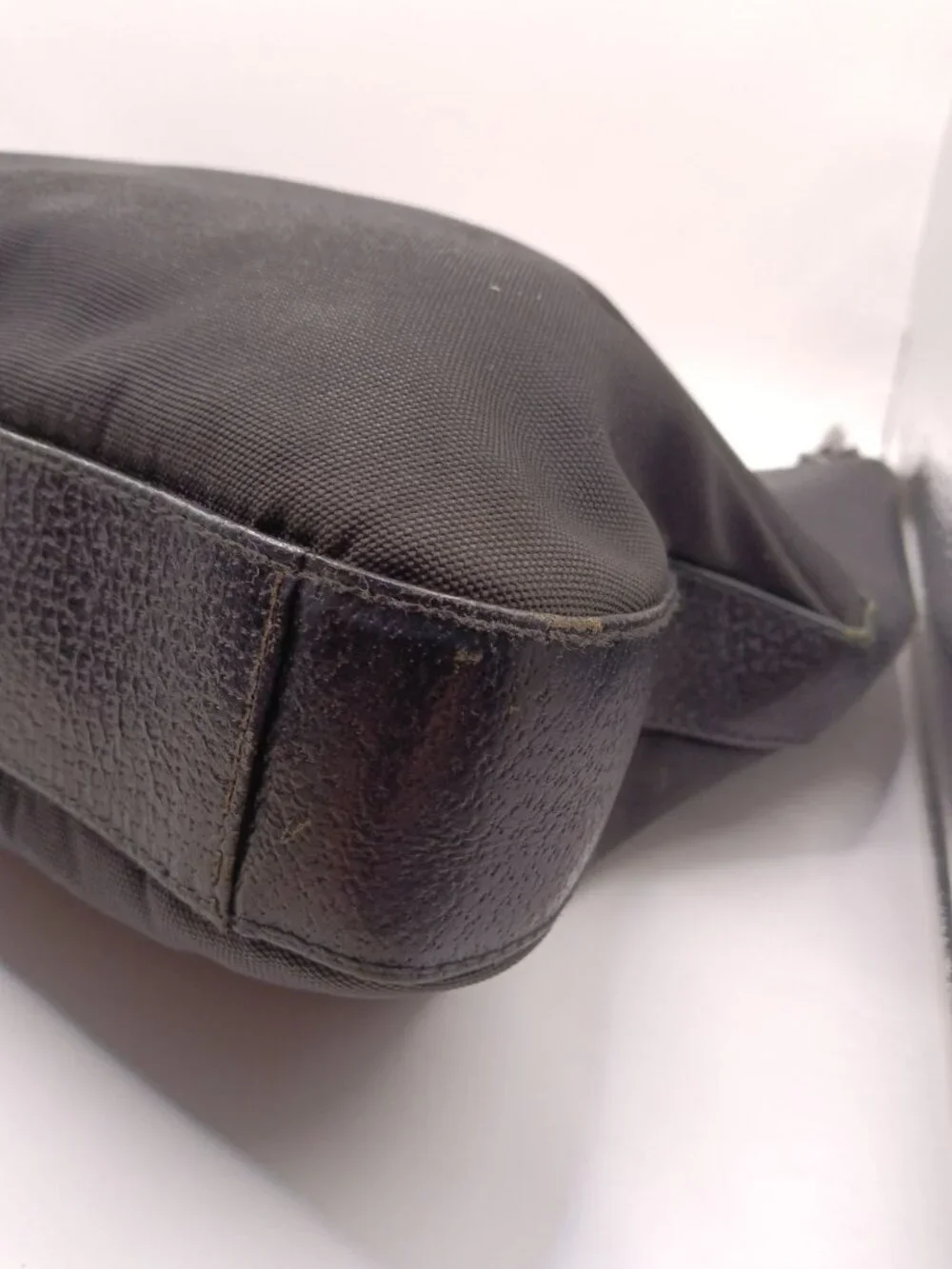 Gucci Black Canvas & Leather Hobo Shoulder Bag Made In Italy